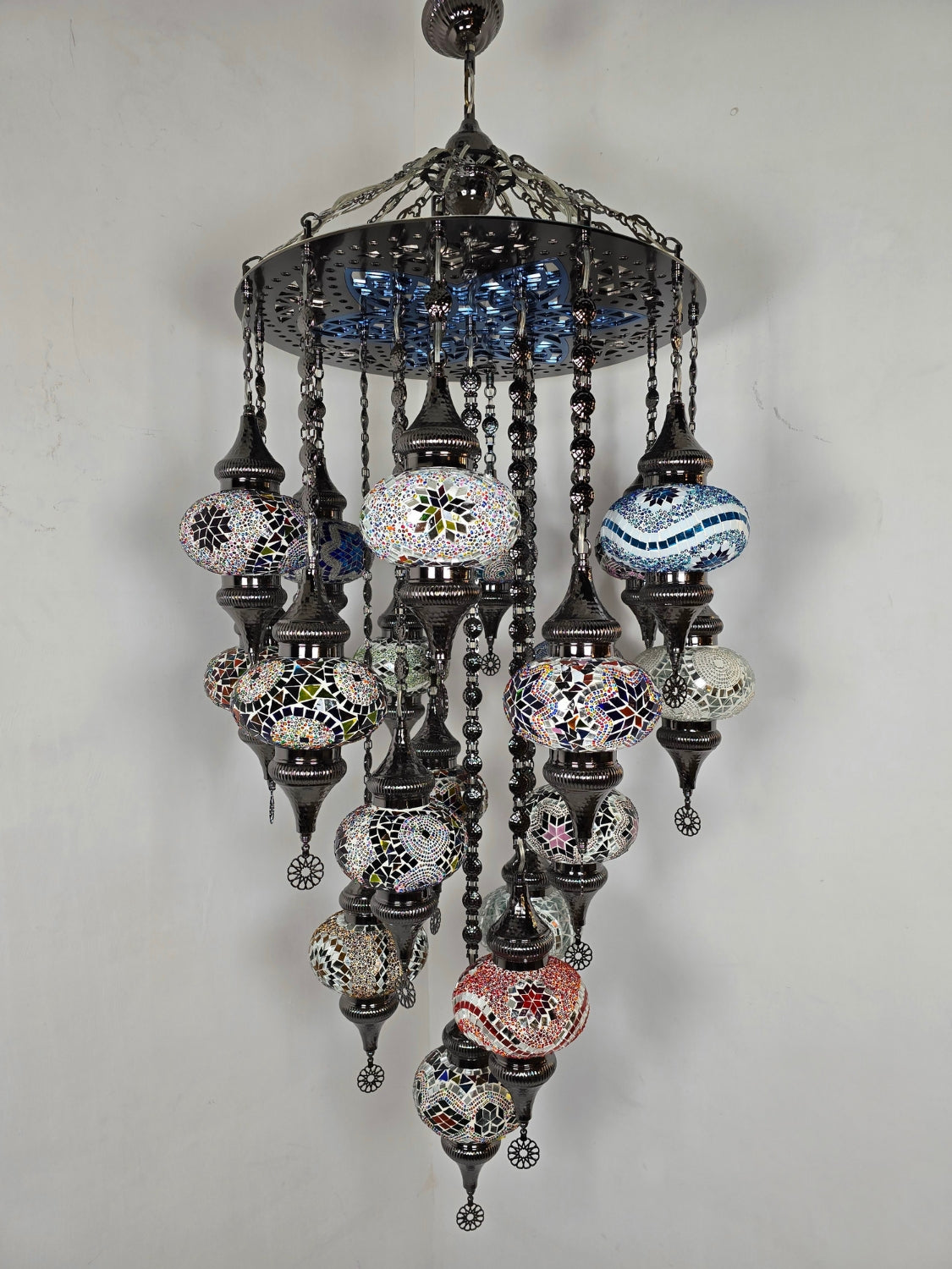Turkish Mosaic Chandelier – Handmade Colorful Boho Ceiling Lamp