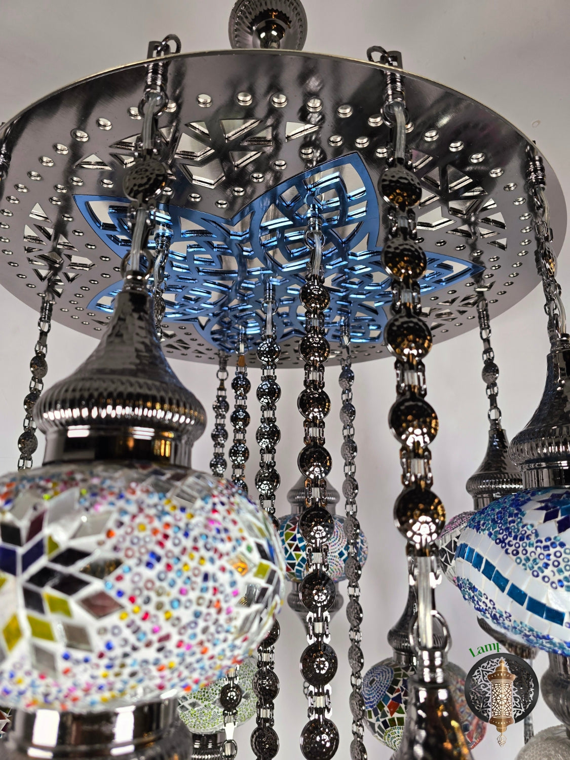Turkish Mosaic Chandelier – Handmade Colorful Boho Ceiling Lamp