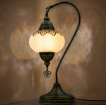 Turkish Mosaic Swan-Neck Lamp – Off-White | Handmade Boho Light