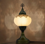 Turkish Mosaic Table Lamp – Off-White | Handmade Boho Light