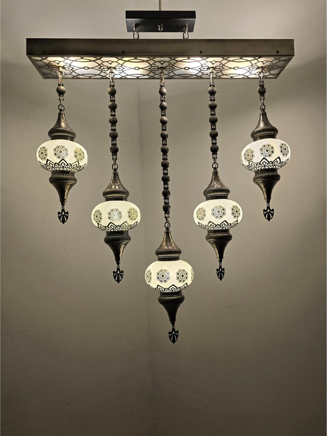 Turkish Mosaic Ceiling Light – Handmade Boho Hanging Lamp