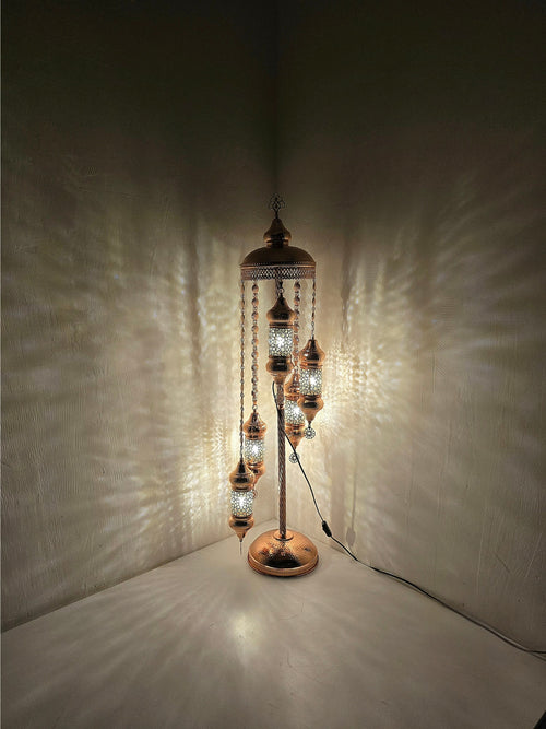 Copper Moroccan Floor Lamp – Handmade Turkish Boho Standing Light