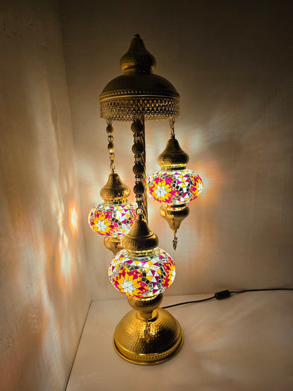 Turkish Mosaic Floor Lamp – Handmade Golden Boho Standing Light