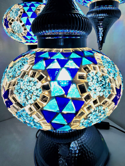 Turkish Mosaic Floor Lamp – Handmade Blue Glass Boho Standing Light