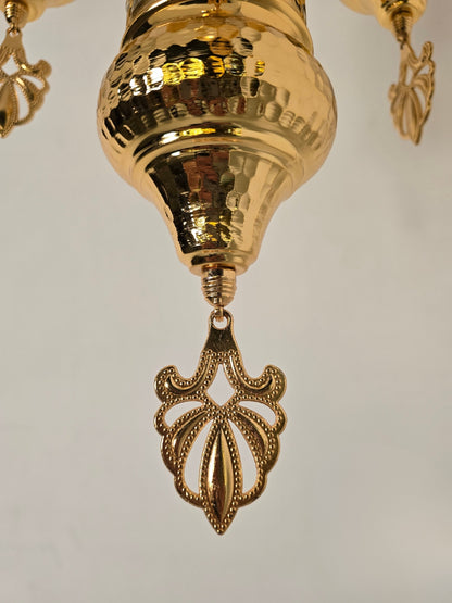 Ottoman Style Chandelier – Handmade Turkish Gold Metal Ceiling Lamp (Small)