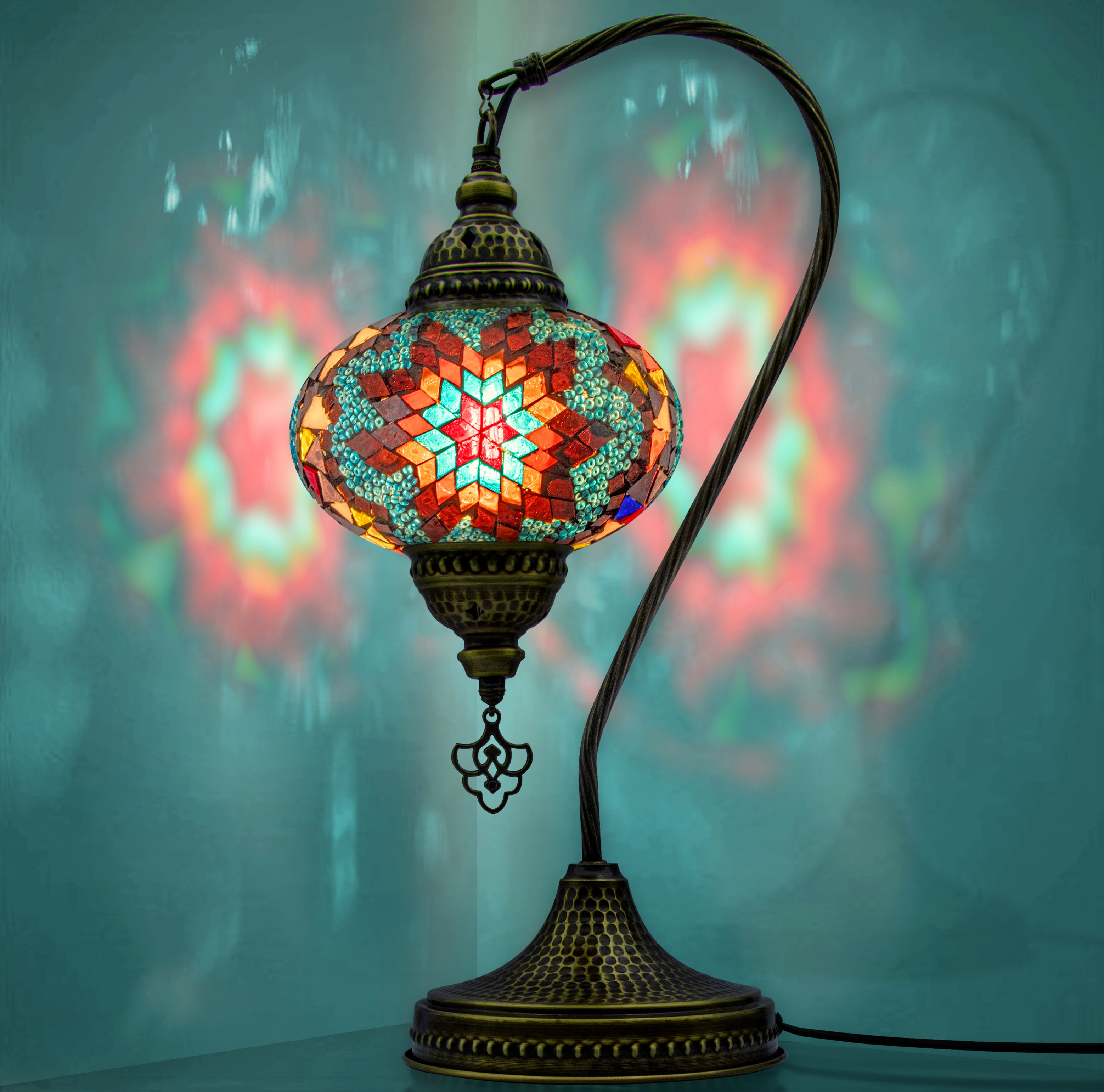 Turkish Mosaic Swan-Neck Lamp – Handmade Boho Light
