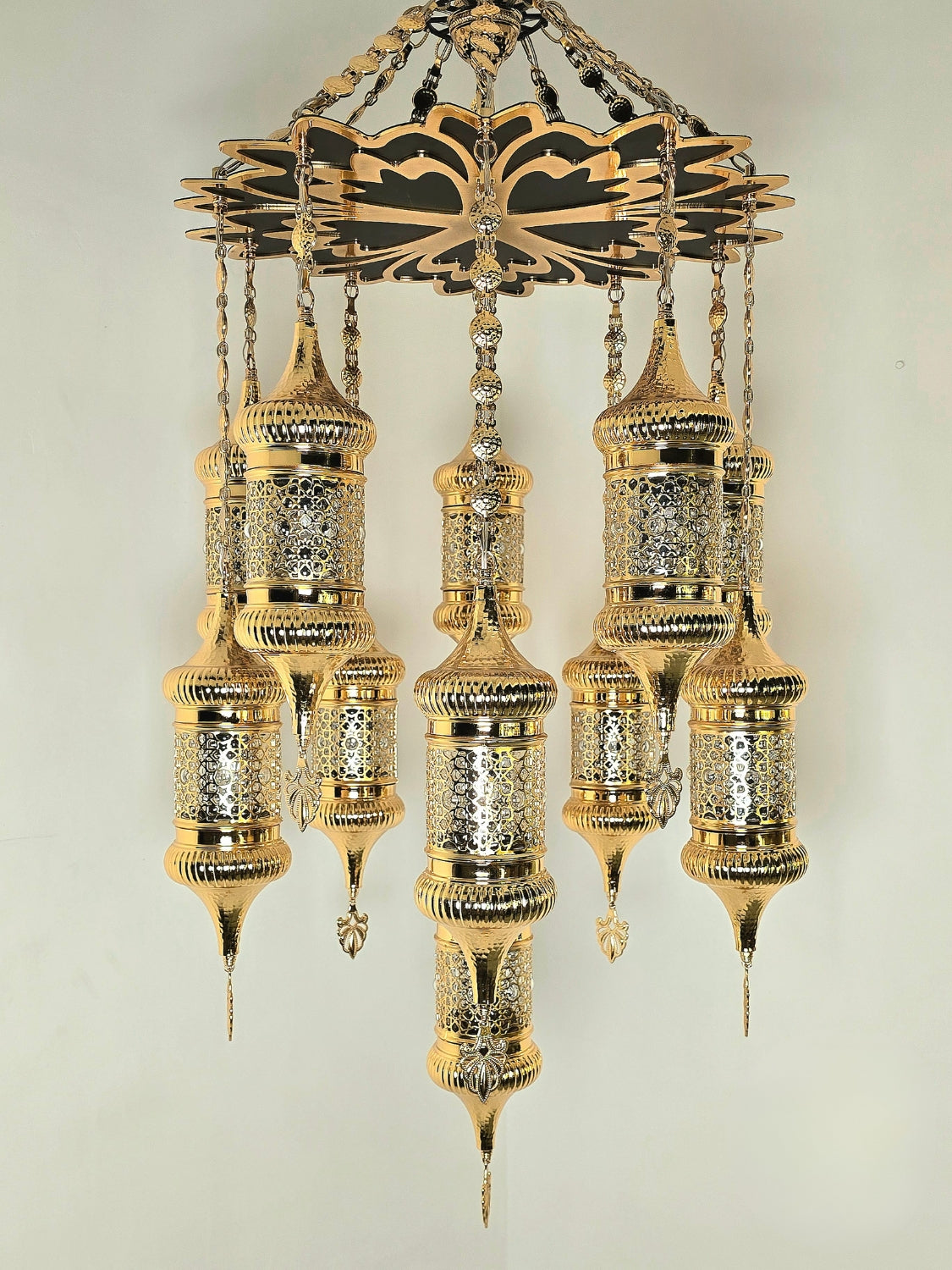 Ottoman Style Chandelier – Handmade Turkish Gold Metal Ceiling Lamp