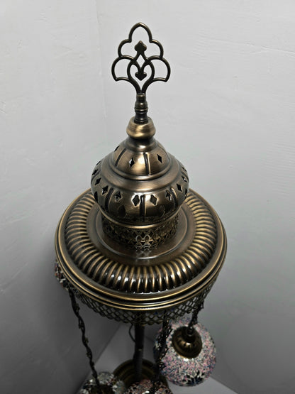Turkish Mosaic Floor Lamp – Handmade 5 Lantern Boho Standing Light