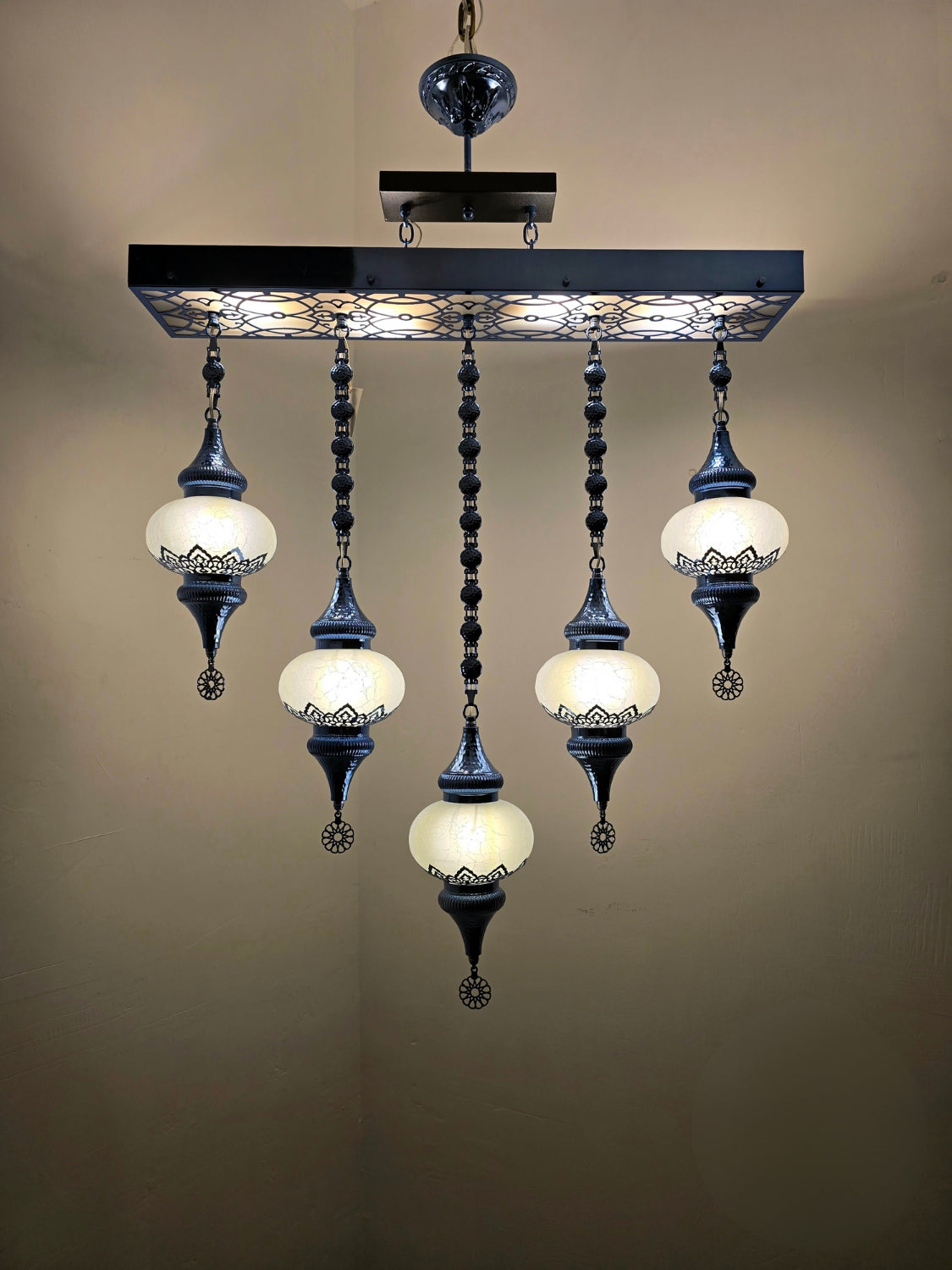 Turkish Mosaic Ceiling Light – Handmade Boho Hanging Lamp