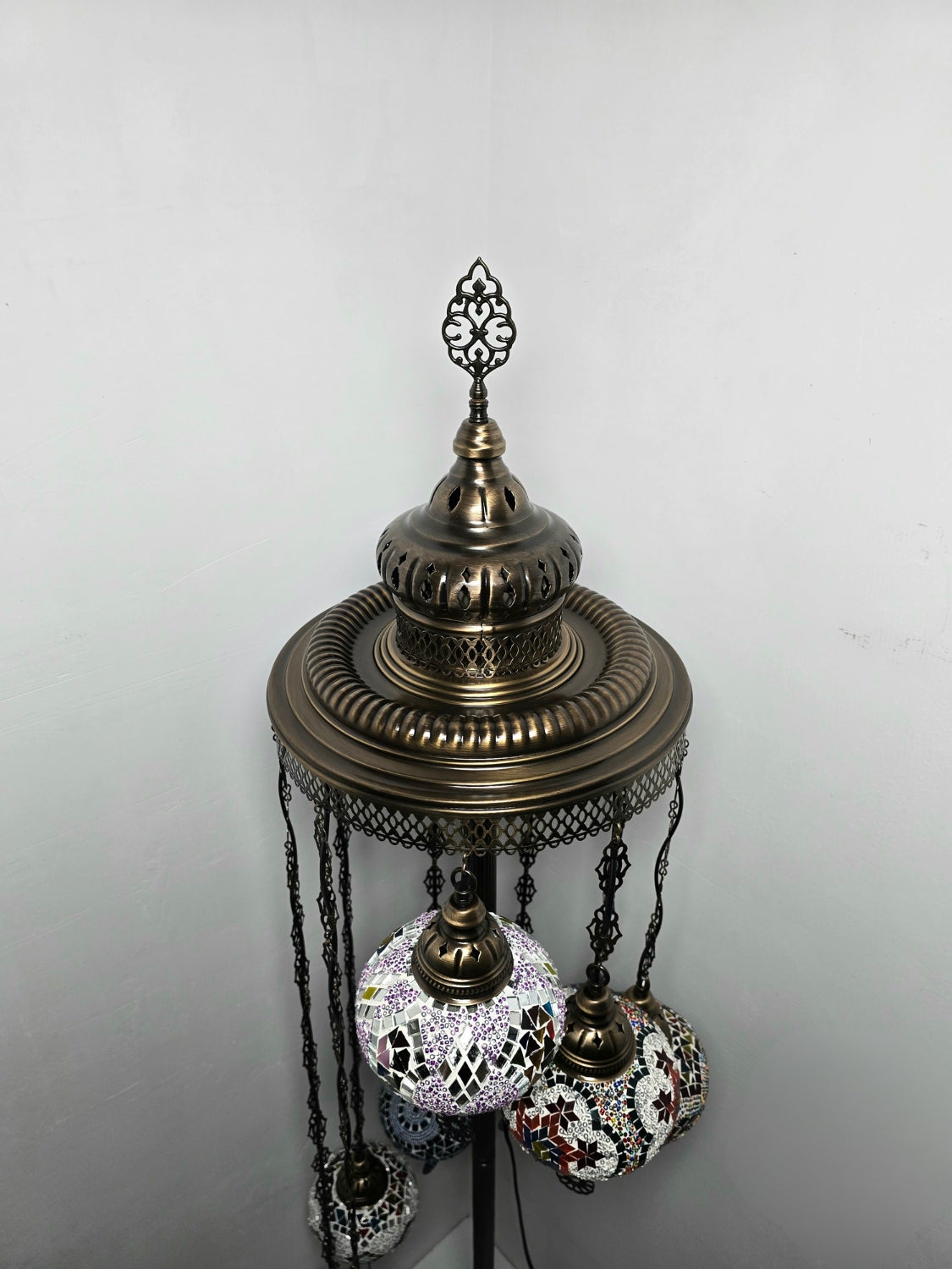 Turkish Mosaic Floor Lamp – Handmade 9 Lantern Boho Standing Light