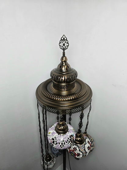Turkish Mosaic Floor Lamp – Handmade 9 Lantern Boho Standing Light