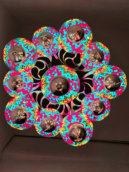 Turkish Mosaic Chandelier – Handmade Multicolor Boho Ceiling Lamp
