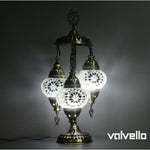 Turkish Mosaic 3 Globe Table Lamp – White | Handmade Boho Desk Light