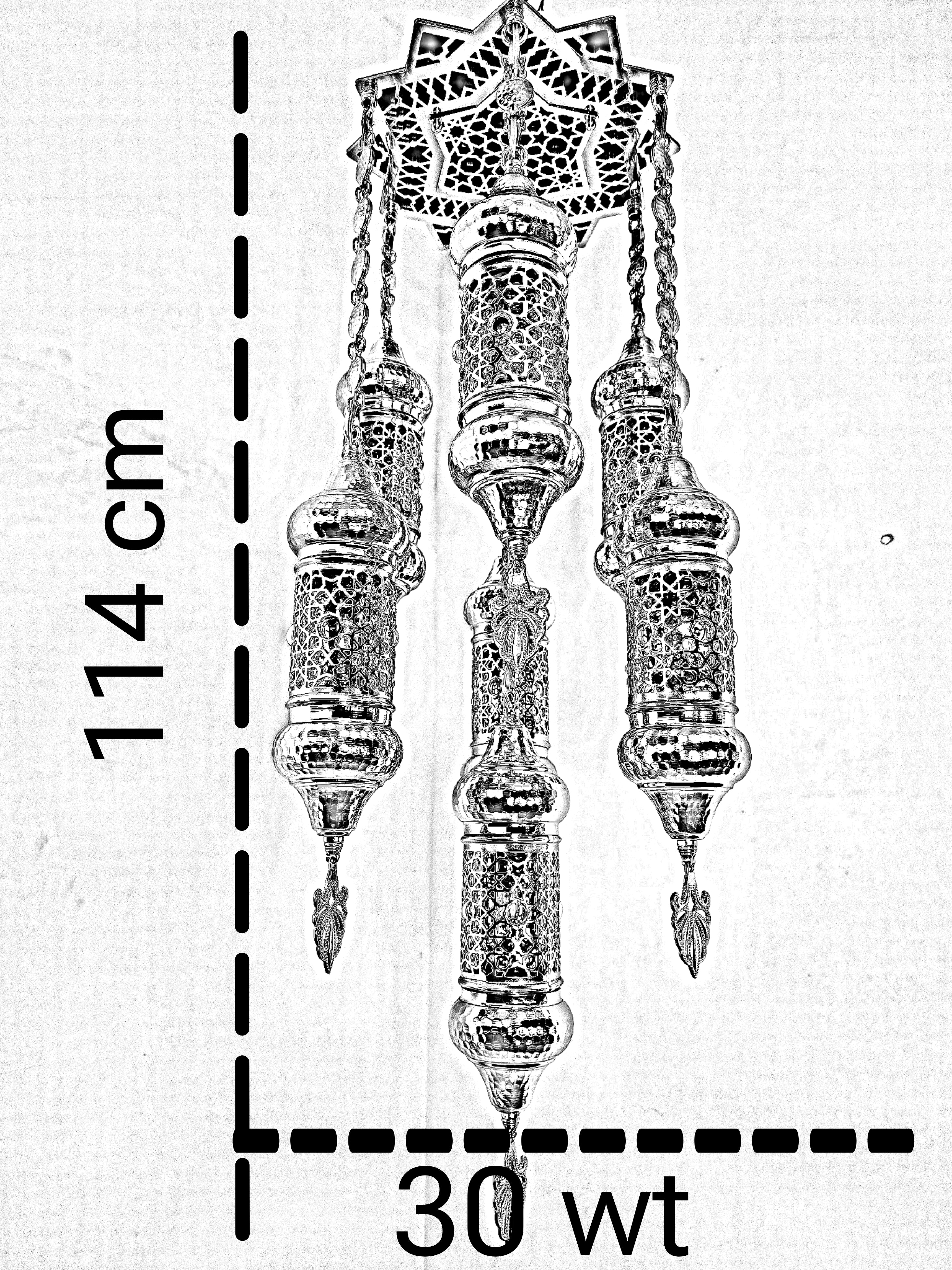 Ottoman Style Chandelier – Handmade Turkish Gold Metal Ceiling Lamp