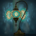 Turkish Mosaic Swan-Neck Lamp – Turquoise | Handmade Boho Light