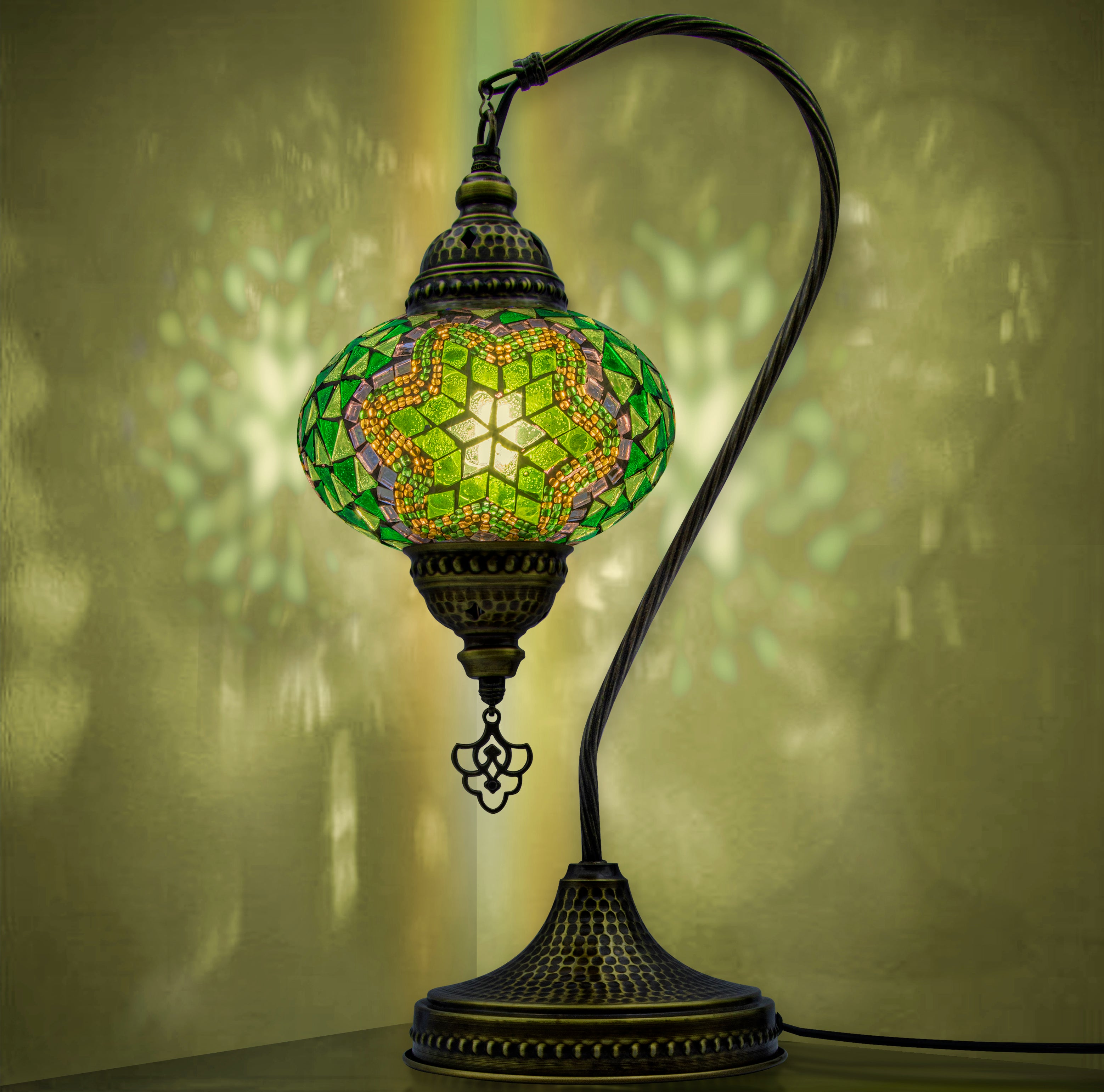 Turkish Mosaic Swan-Neck Lamp – Handmade Boho Light