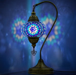 Turkish Mosaic Swan-Neck Lamp – Blue | Handmade Boho Light