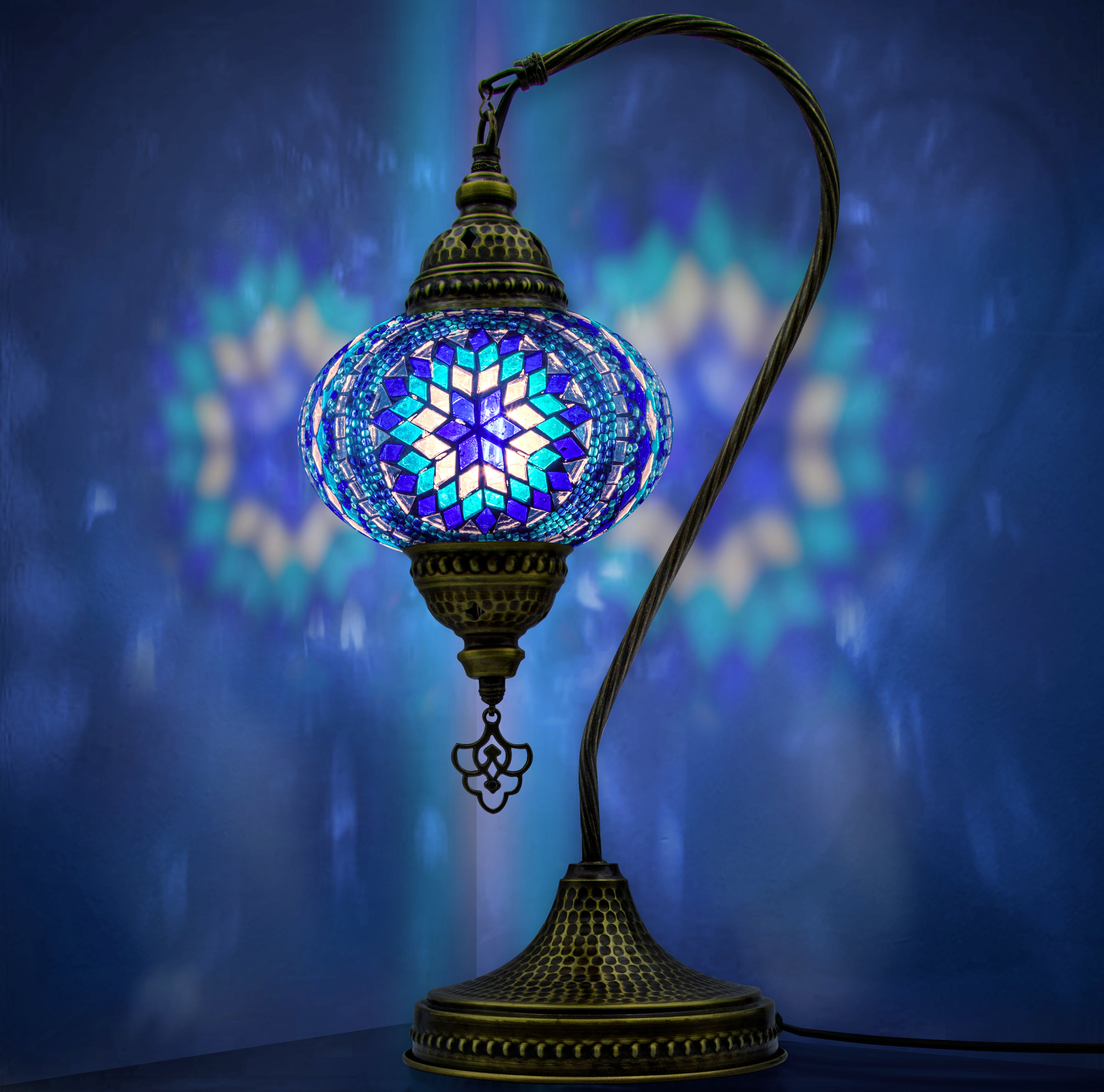 Turkish Mosaic Swan-Neck Lamp – Handmade Boho Light