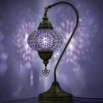 Turkish Mosaic Swan-Neck Lamp – Purple | Handmade Boho Light