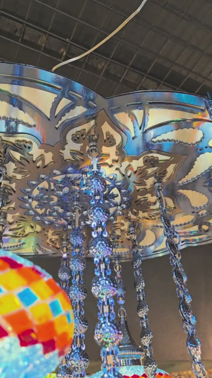 Turkish Mosaic Chandelier – Handmade Colorful Boho Ceiling Lamp